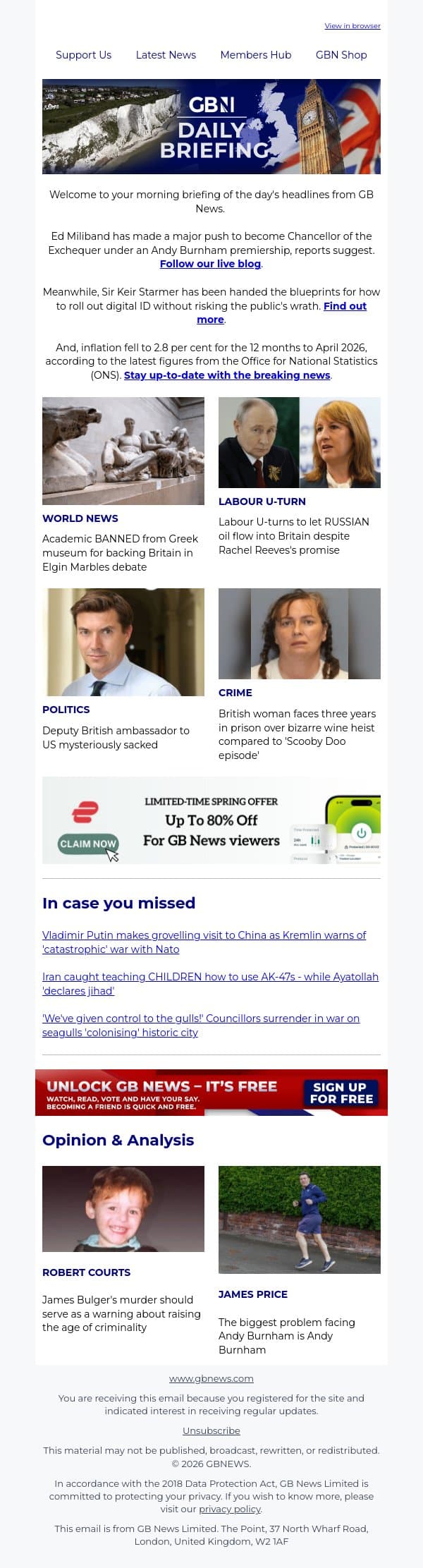 Ed Miliband pushes for Chancellor job email from GB News screenshot