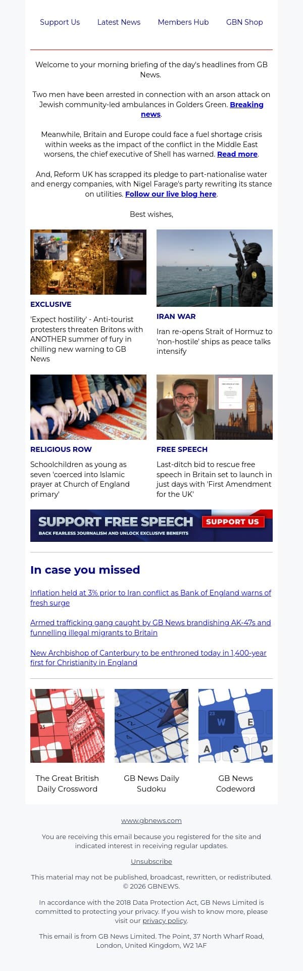 BREAKING: Two men arrested following Golders Green ambulance arson attack email from GB News screenshot