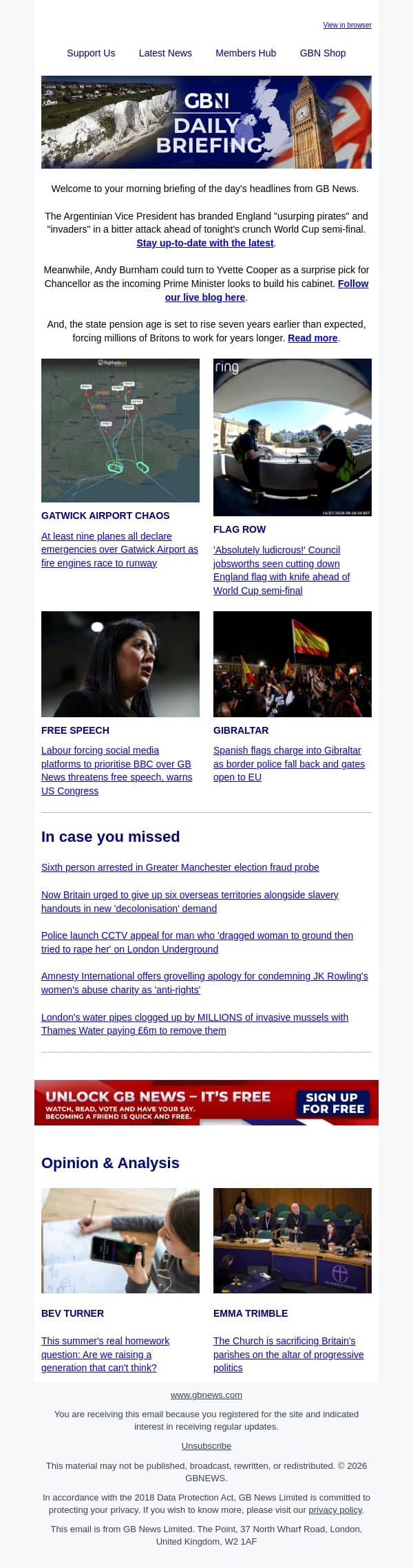 Argentine VP brands England 'invaders' in World Cup semi-final attack email from GB News screenshot