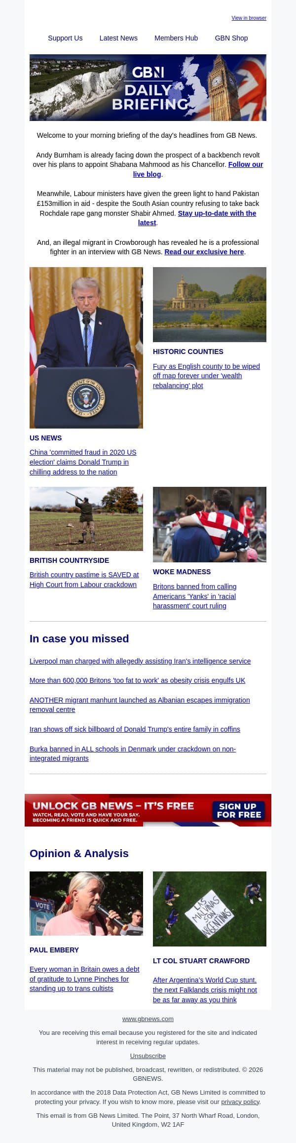 Andy Burnham already faces Labour revolt on day he becomes party leader email from GB News screenshot