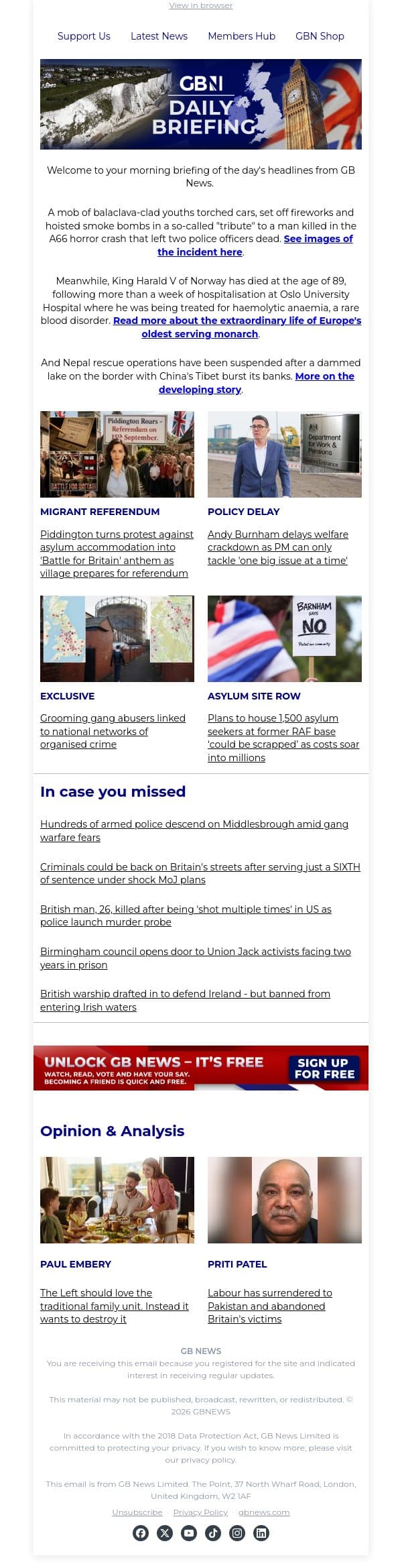 Balaclava-clad youths torch cars in A66 'joyrider tribute' email from GB News screenshot