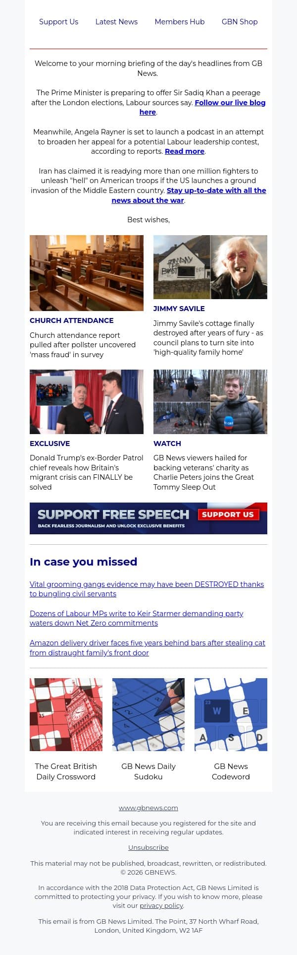 Keir Starmer 'to give Sadiq Khan a peerage' email from GB News screenshot