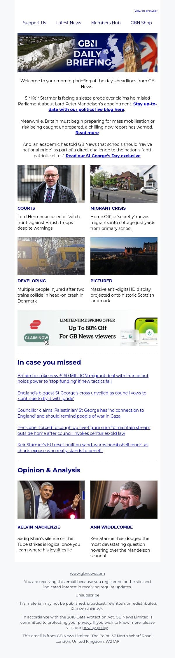 Starmer faces sleaze probe for 'misleading' Parliament email from GB News screenshot