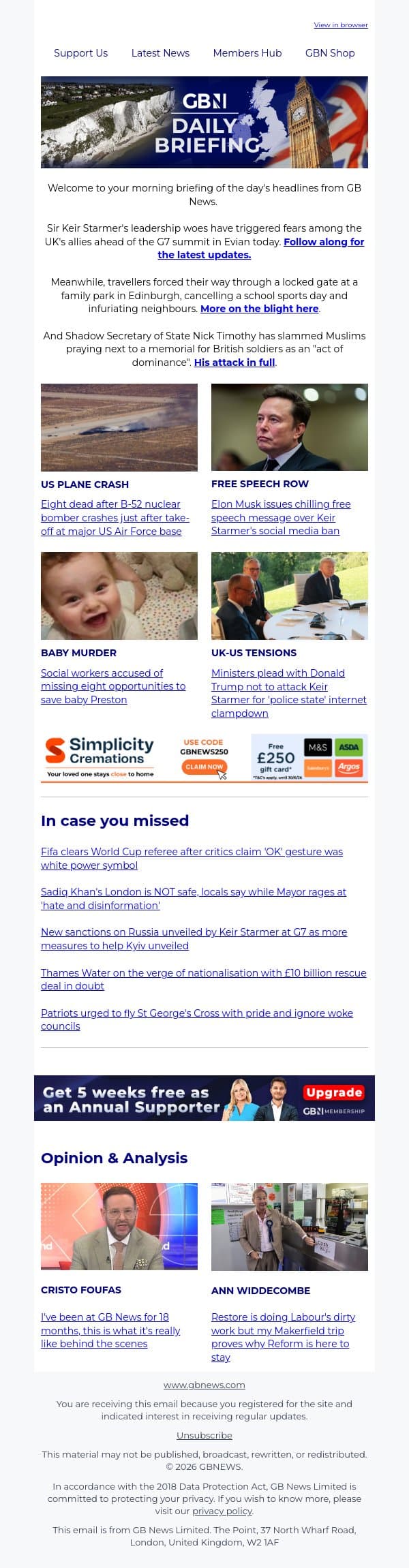 Starmer's leadership woes spark G7 fears over Labour's lurch 'further left' email from GB News screenshot