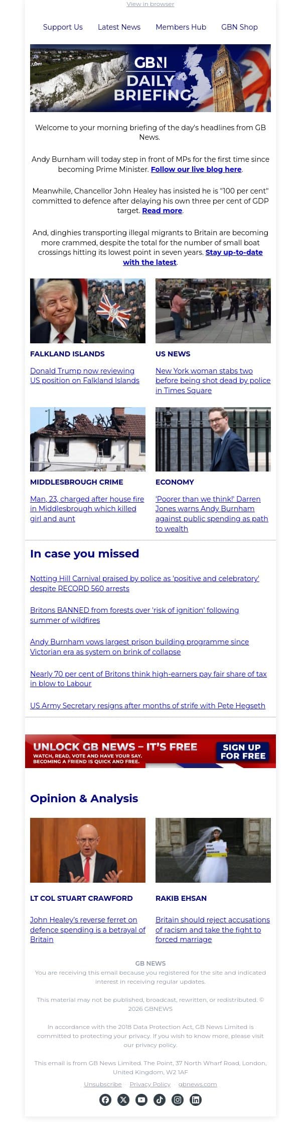 Burnham to finally face parliamentary scrutiny as he steps in front of MPs for first time email from GB News screenshot