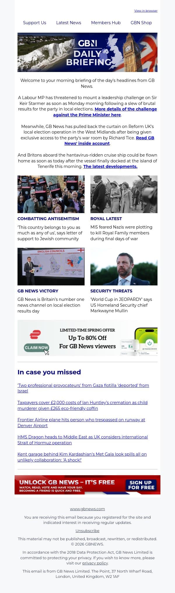 Labour MP issues leadership ultimatum over Starmer email from GB News screenshot