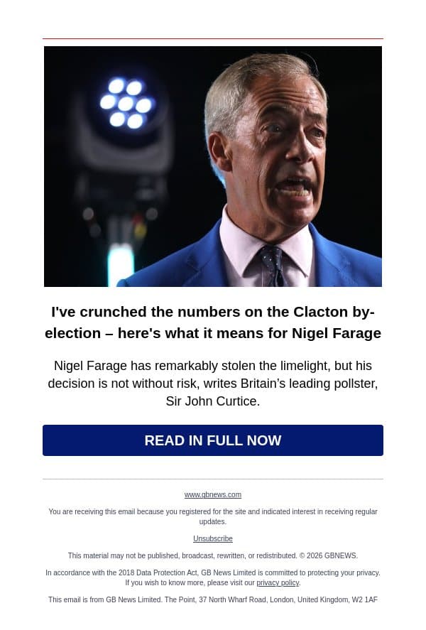I've crunched the numbers on the Clacton by-election – here's what it means for Nigel Farage email from GB News screenshot