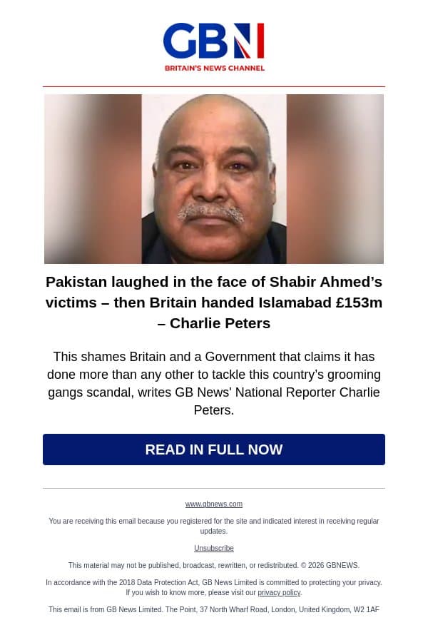 Pakistan laughed in the face of Shabir Ahmed’s victims email from GB News screenshot