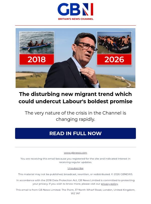 The disturbing new migrant trend which could undercut Labour's boldest promise email from GB News screenshot