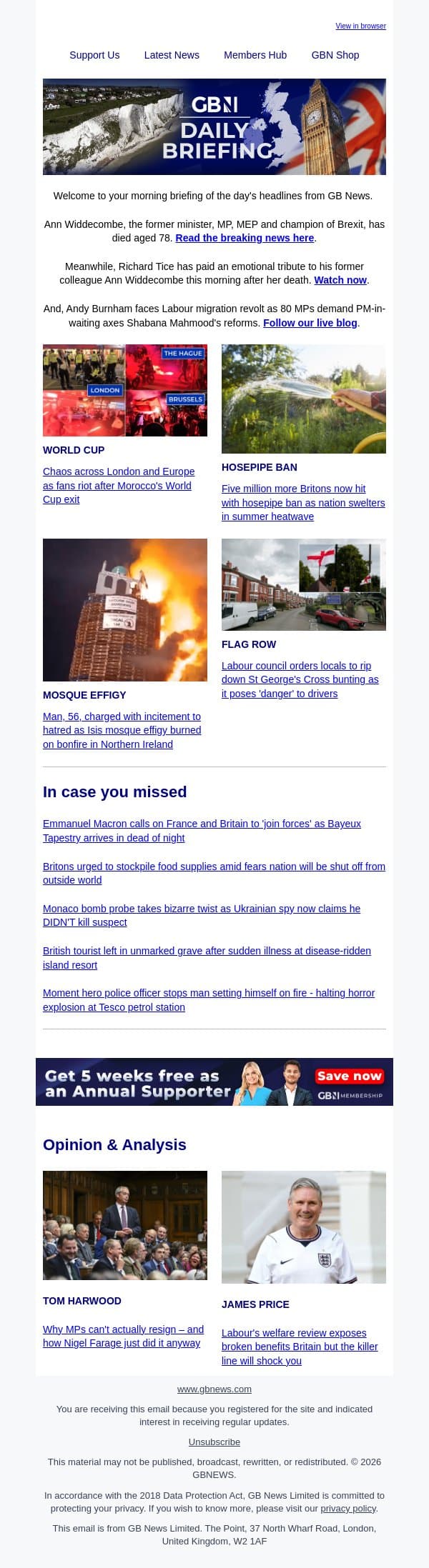 Ann Widdecombe dies aged 78 as tributes pour in for former MP email from GB News screenshot