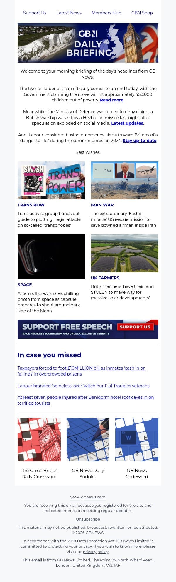 Labour starts dishing out billions in handouts today as two-child benefit cap ends email from GB News screenshot