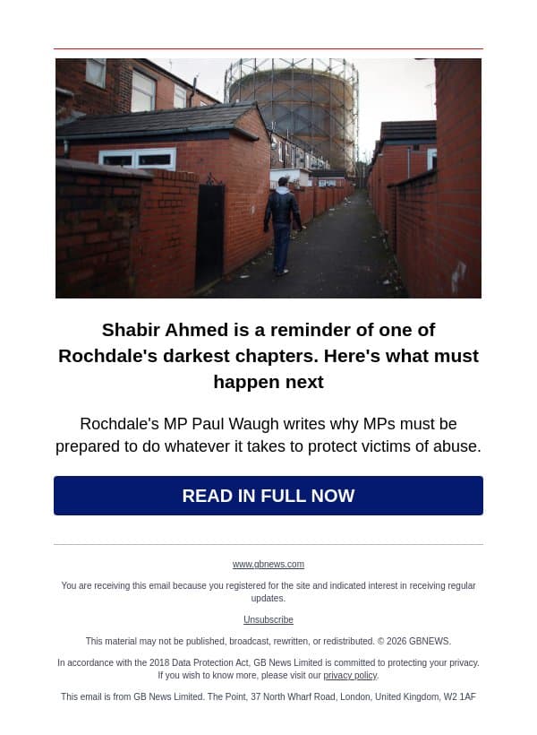 Shabir Ahmed is a reminder of one of Rochdale's darkest chapters. Here's what must happen next email from GB News screenshot