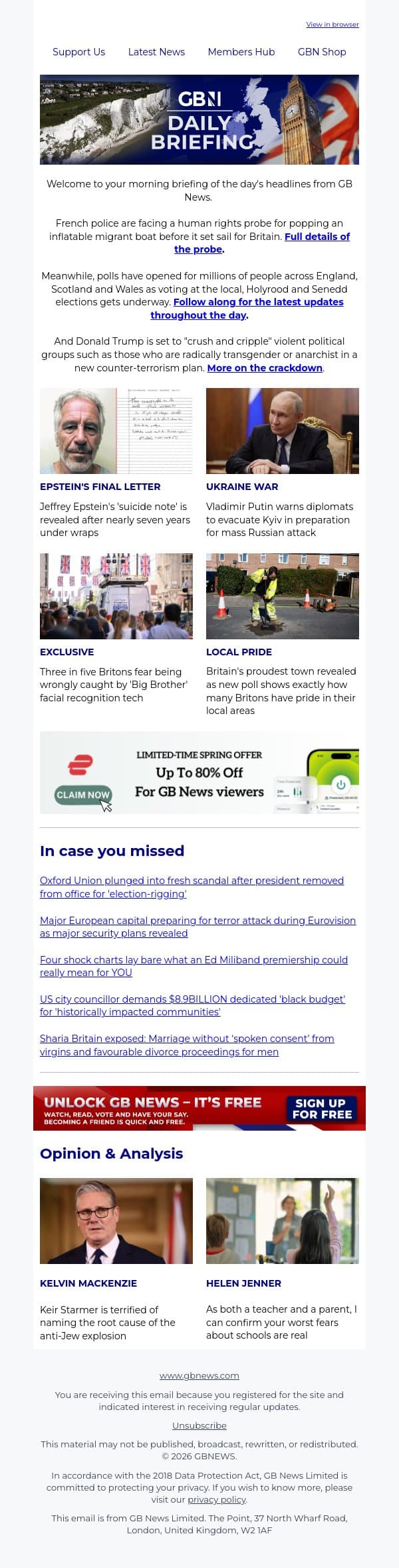 French police face human rights probe for popping migrant boat email from GB News screenshot