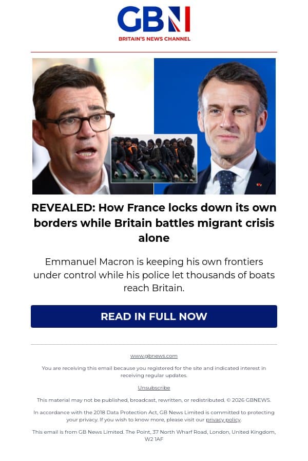 REVEALED: How France locks down its own borders while Britain battles migrant crisis alone email from GB News screenshot