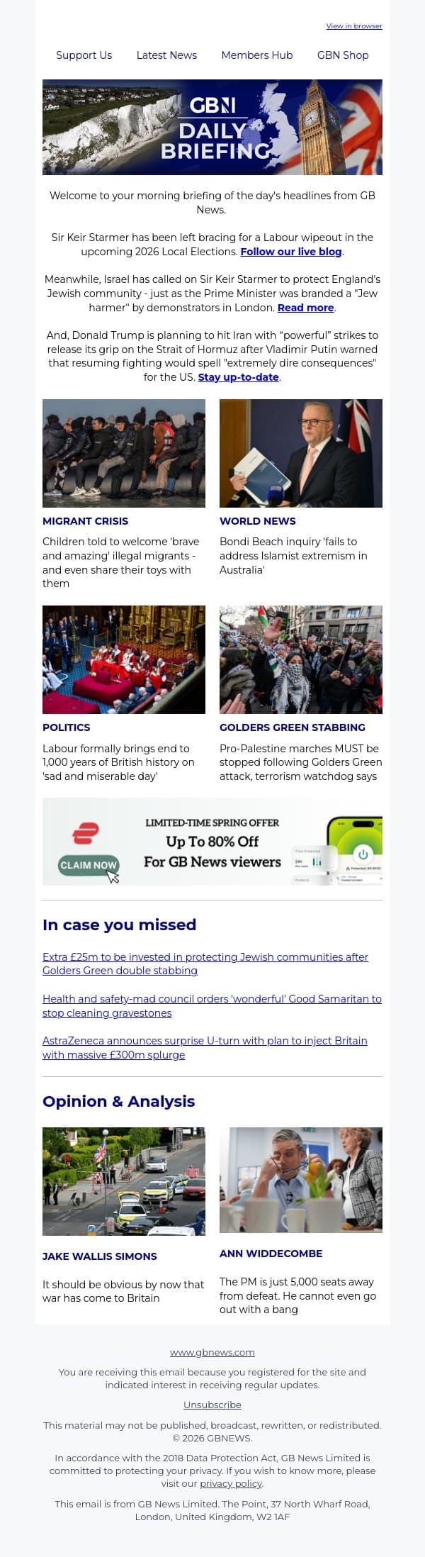 Keir Starmer braces for Labour wipeout as Angela Rayner set to 'take advantage' email from GB News screenshot