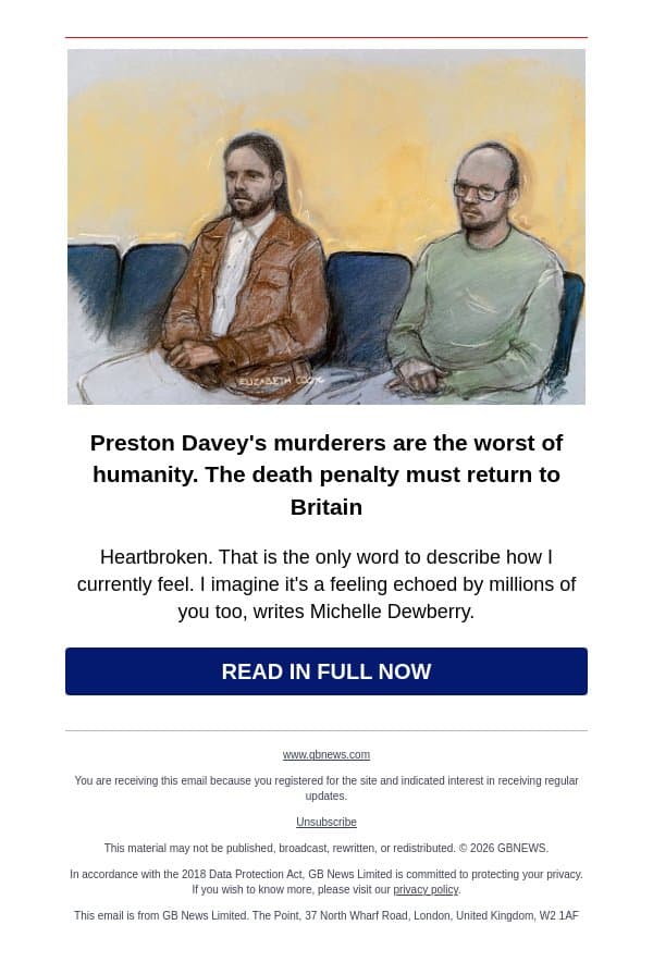 Michelle Dewberry: The death penalty must return to Britain email from GB News screenshot