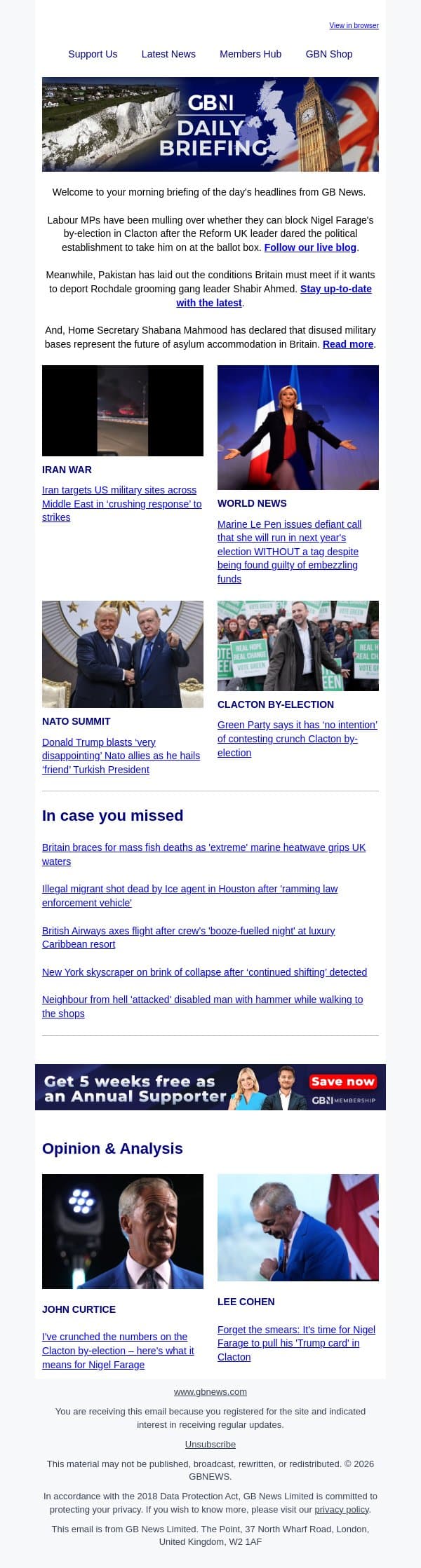 Labour MPs plot to block Farage's by-election as Reform lashes out email from GB News screenshot