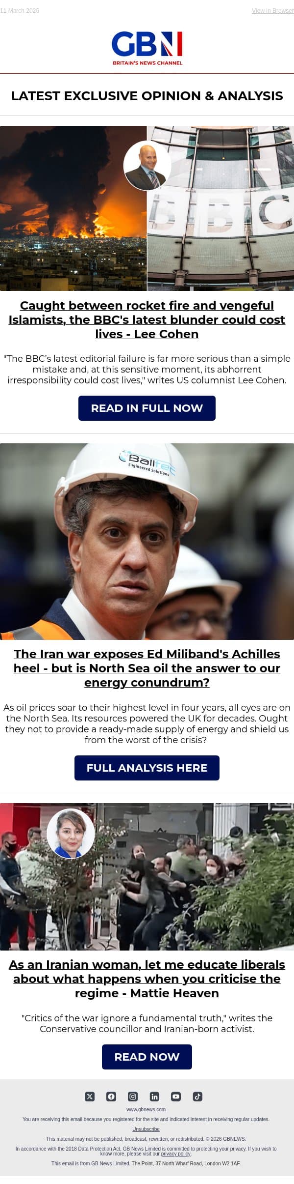 The BBC's latest blunder could cost lives | Is North Sea oil the answer to our energy conundrum? email from GB News screenshot