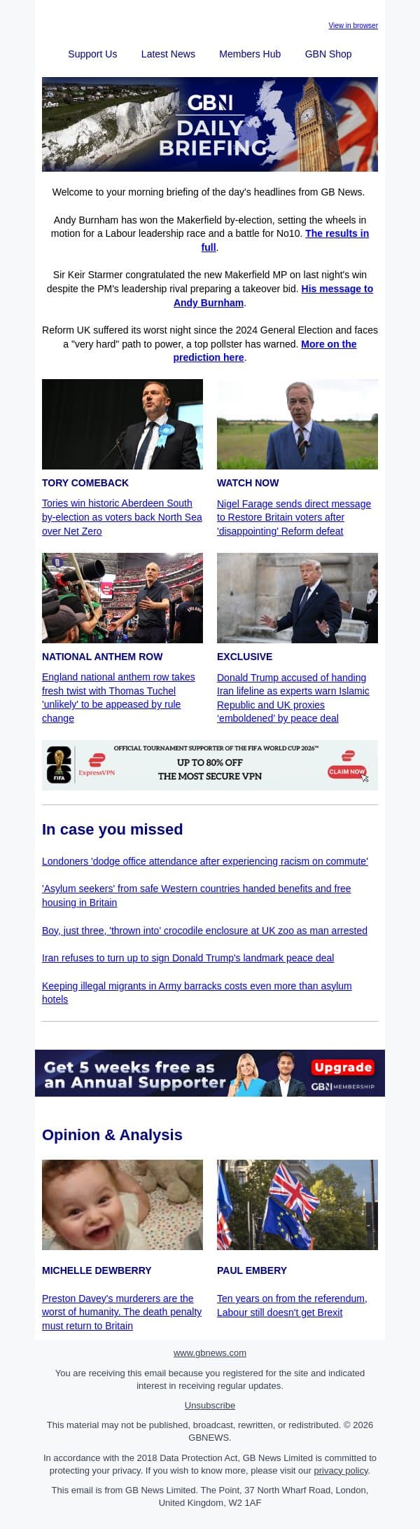 Burnham set to give Starmer the boot after Makerfield win email from GB News screenshot