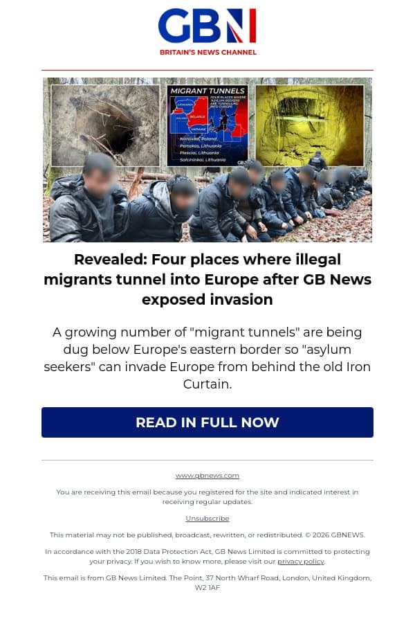 Revealed: Four places where illegal migrants tunnel into Europe after GB News exposed invasion email from GB News screenshot