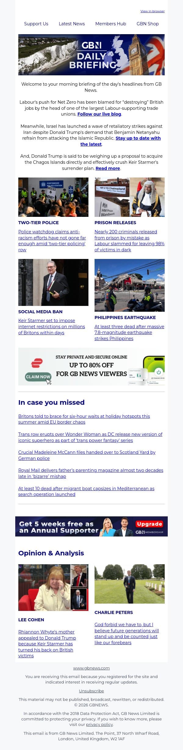 Net Zero 'madness destroying jobs' as union boss turns on Labour email from GB News screenshot