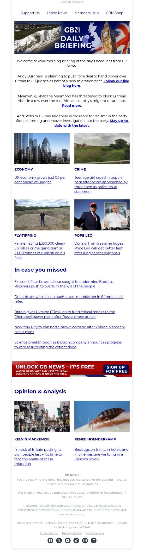 Burnham pushes for deal to hand EU judges powers over Britain email from GB News screenshot