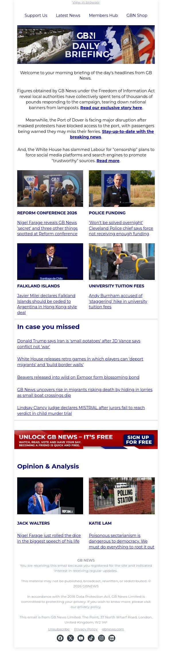 Operation Raise the Colours one year on as councils splurge thousands removing flags email from GB News screenshot