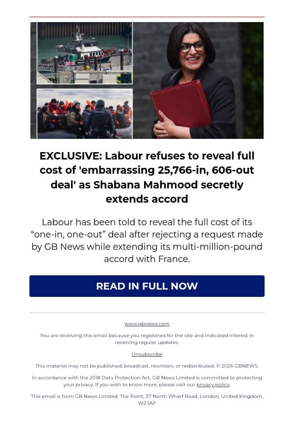 EXCLUSIVE: Labour refuses to reveal full cost of 'embarrassing 25,766-in, 606-out deal' email from GB News screenshot