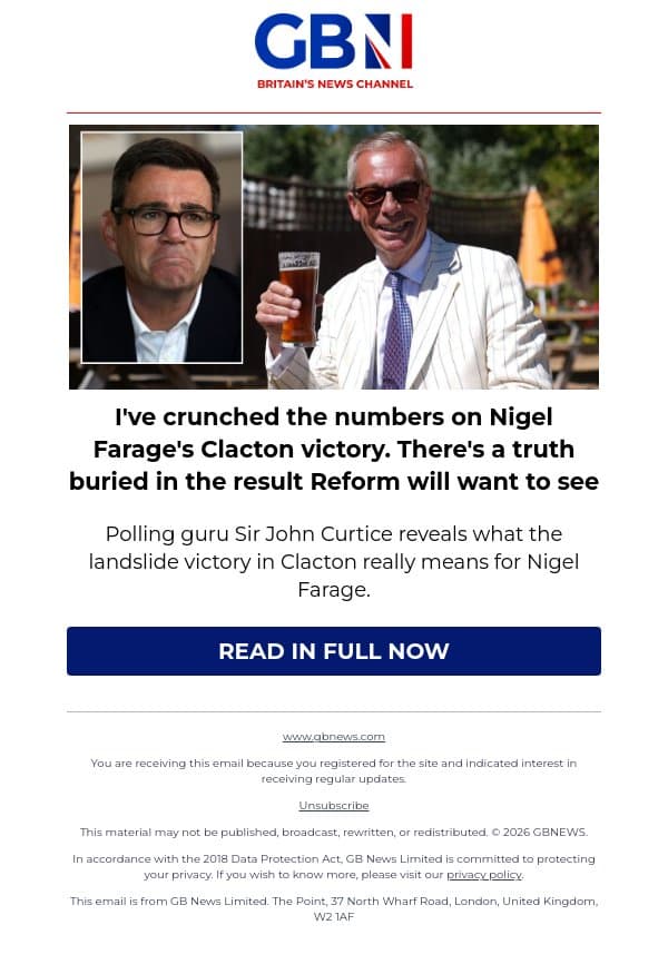 I've crunched the numbers on Nigel Farage's Clacton victory. There's a truth buried in the result Reform will want to see email from GB News screenshot