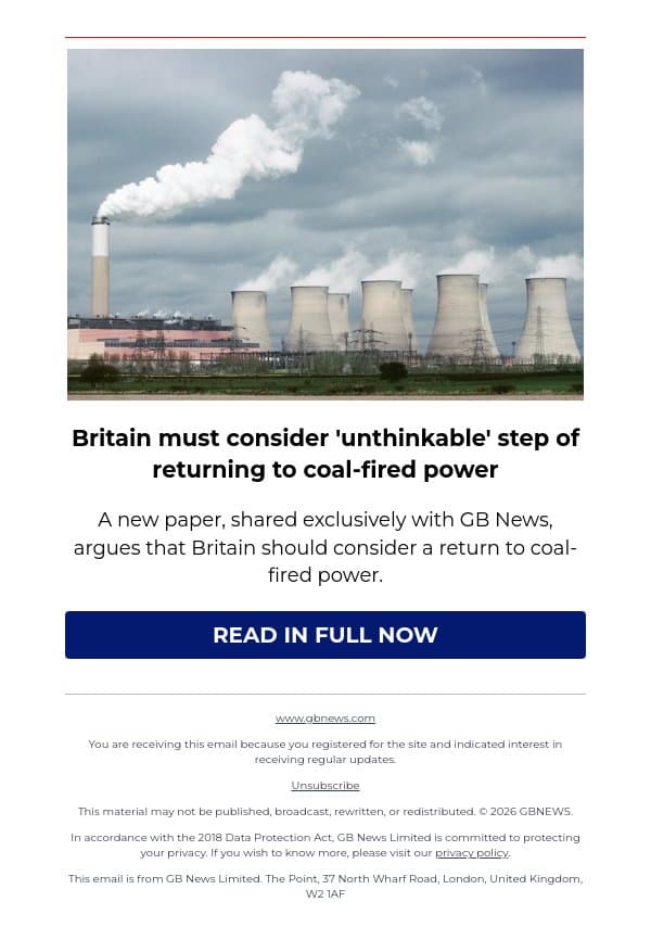 Britain must consider 'unthinkable' step email from GB News screenshot