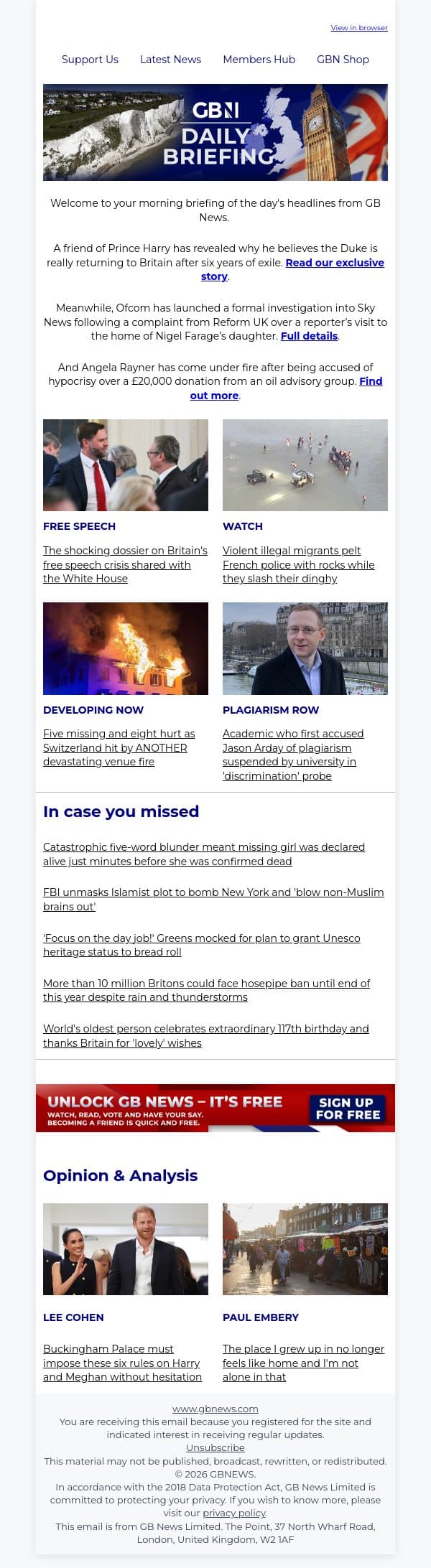 Harry's friend reveals real reason behind Duke's return to Britain email from GB News screenshot