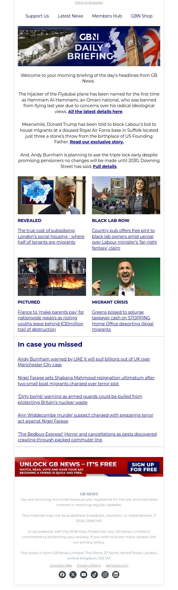 Flydubai hijacker named as new details released in terrorism probe email from GB News screenshot