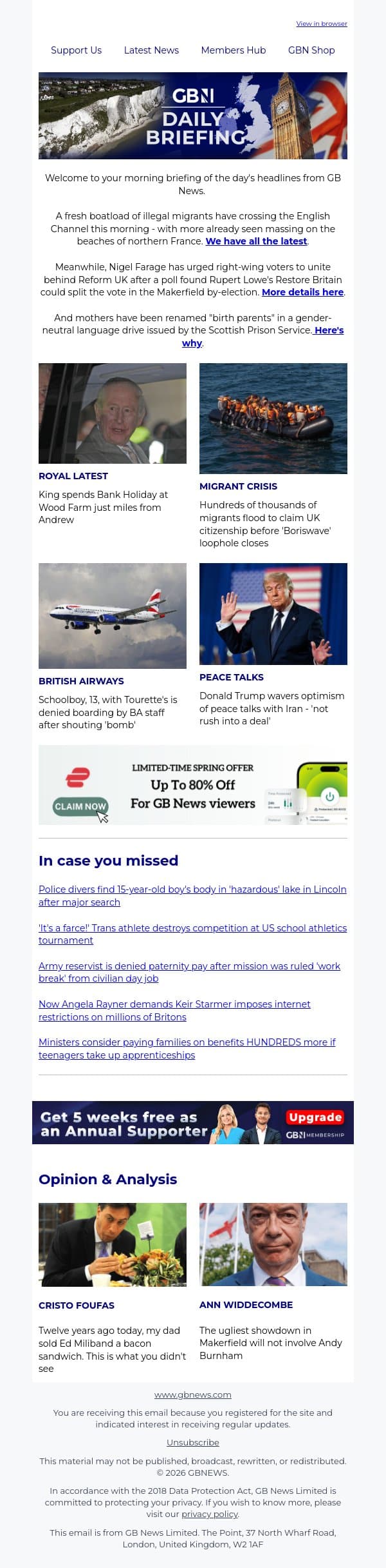 Fresh boatload of illegal migrants arrive as Britain nears grim milestone email from GB News screenshot