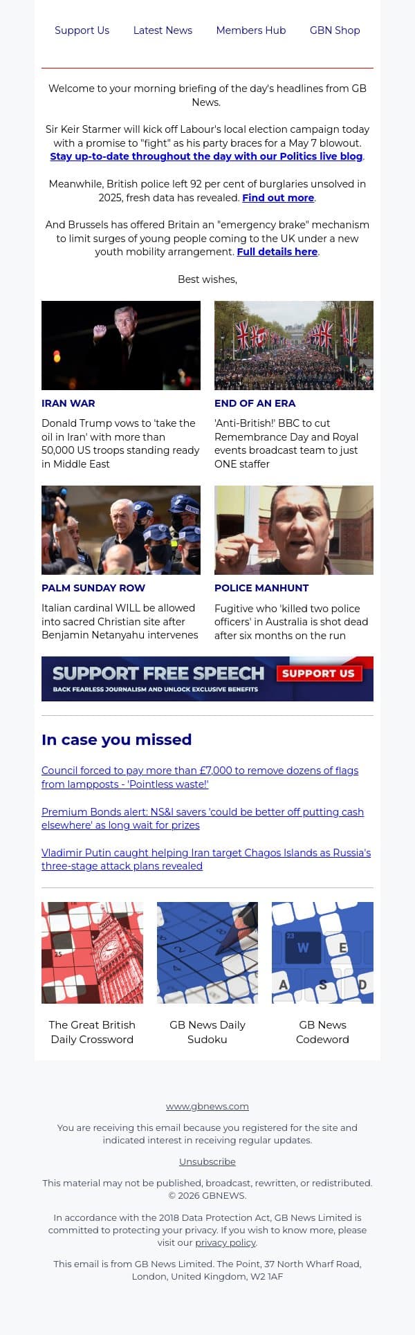 Keir Starmer vows to 'fight' ahead of local election blowout email from GB News screenshot
