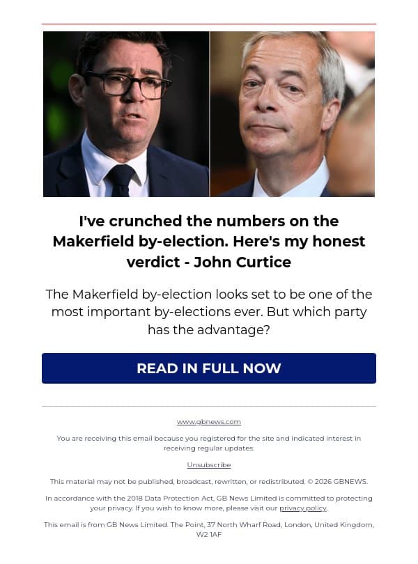 I've crunched the numbers on the Makerfield by-election. Here's my honest verdict email from GB News screenshot