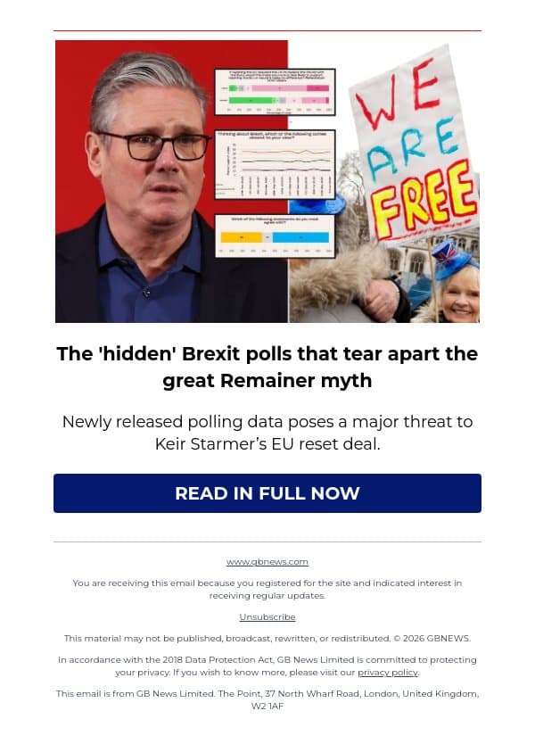 The 'hidden' Brexit polls that tear apart the great Remainer myth email from GB News screenshot