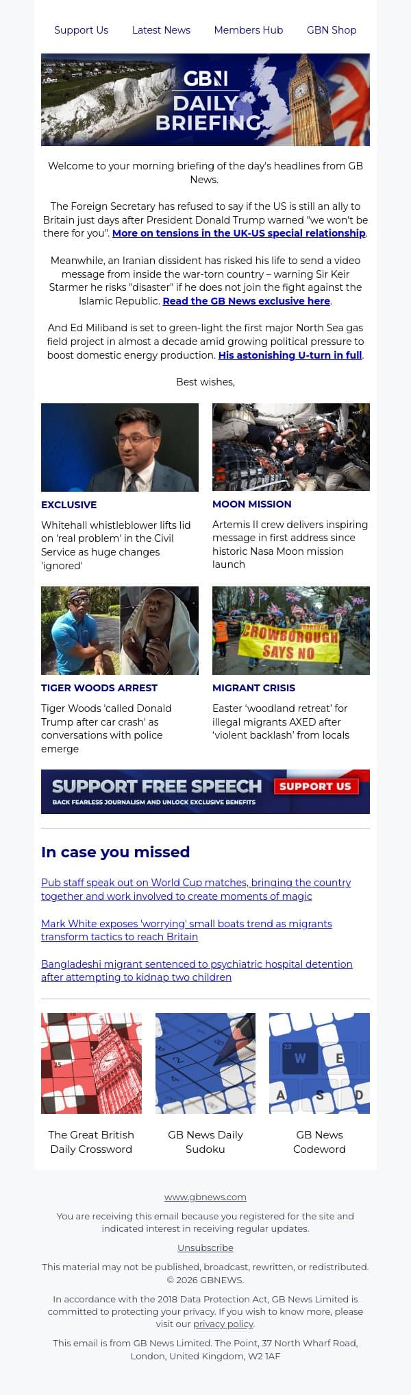 Yvette Cooper refuses to say if US is still an ally email from GB News screenshot
