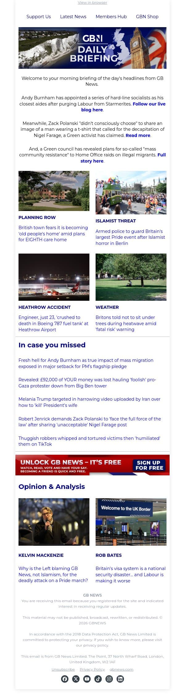 Burnham appoints hard-line socialists as aides after purging Labour from Starmerites email from GB News screenshot