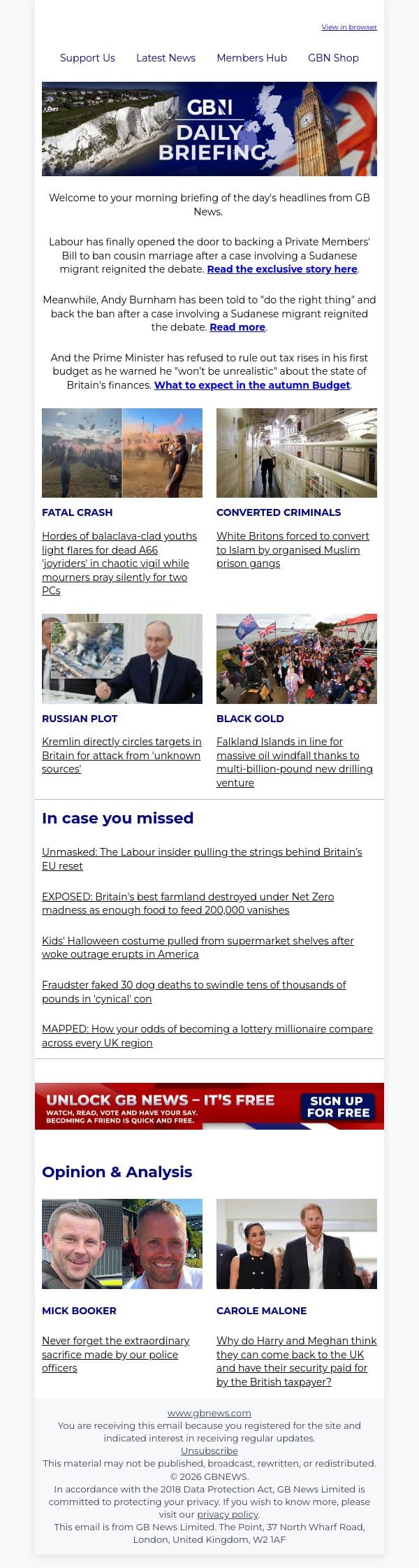 Labour finally considers backing Bill to ban cousin marriage email from GB News screenshot