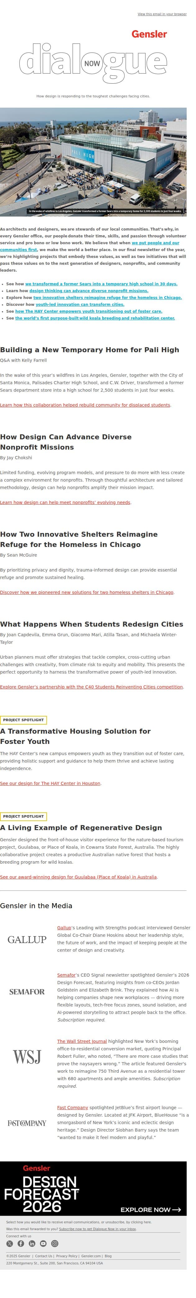 Bringing Positive Change to Our Local Communities email from Gensler screenshot