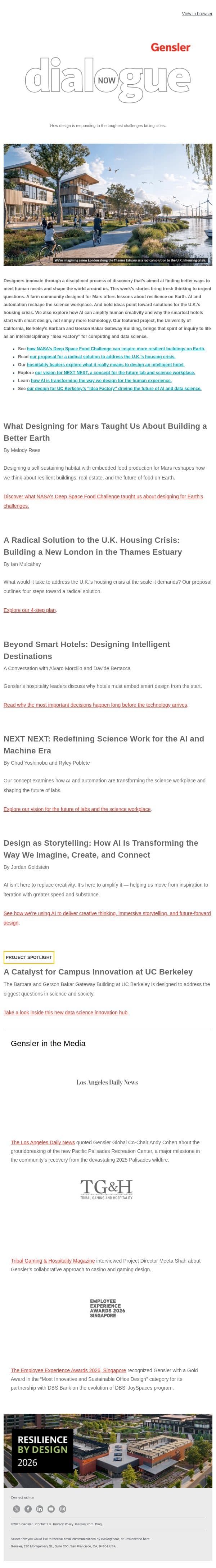 Design Innovation From Mars to Main Street email from Gensler screenshot