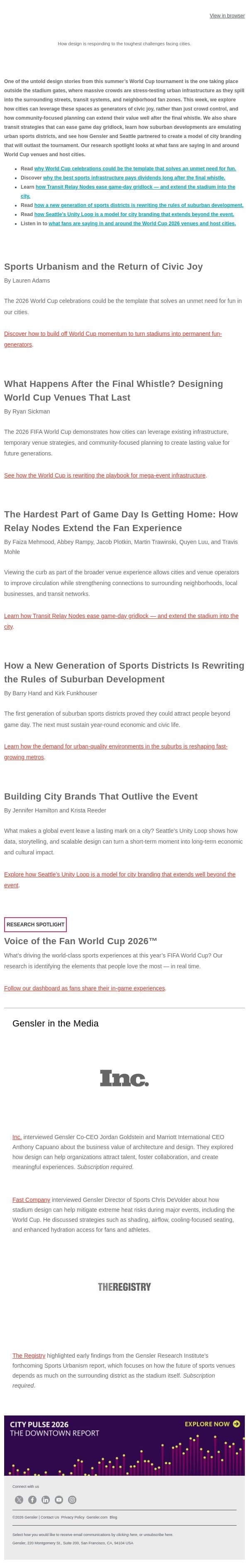 Designing for World Cup Crowds, Not Just the Games email from Gensler screenshot