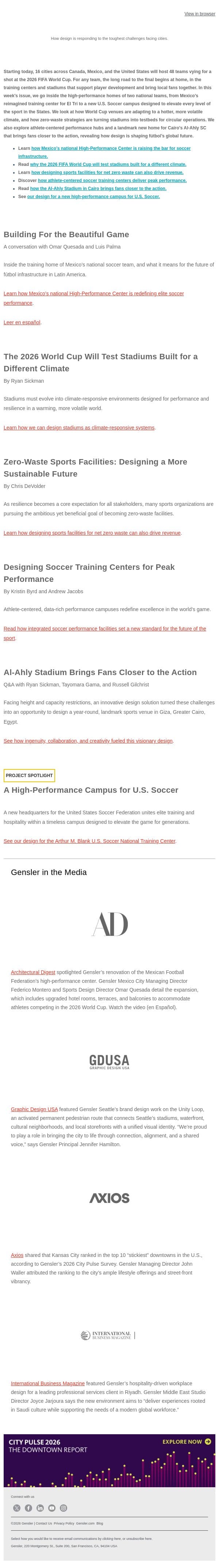 Designing the Beautiful Game email from Gensler screenshot