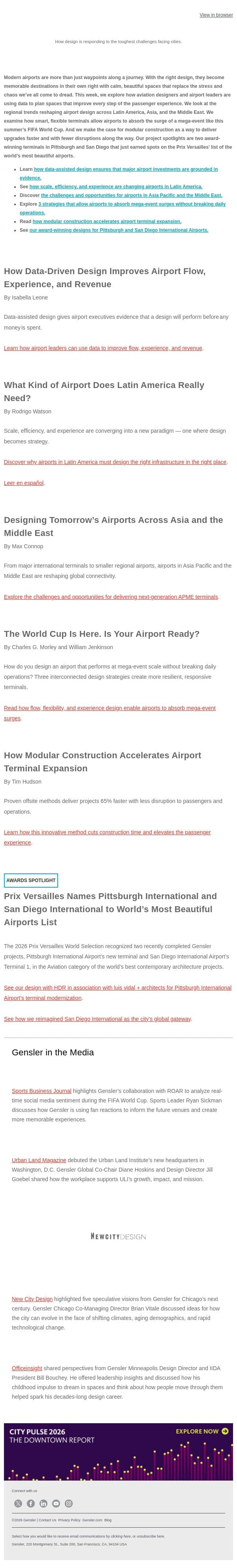 Redesigning the Airport Experience email from Gensler screenshot