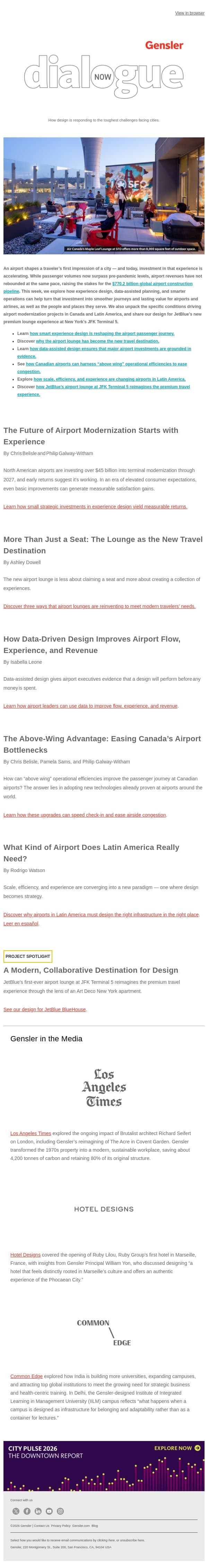 The New Economics of Airport Design email from Gensler screenshot