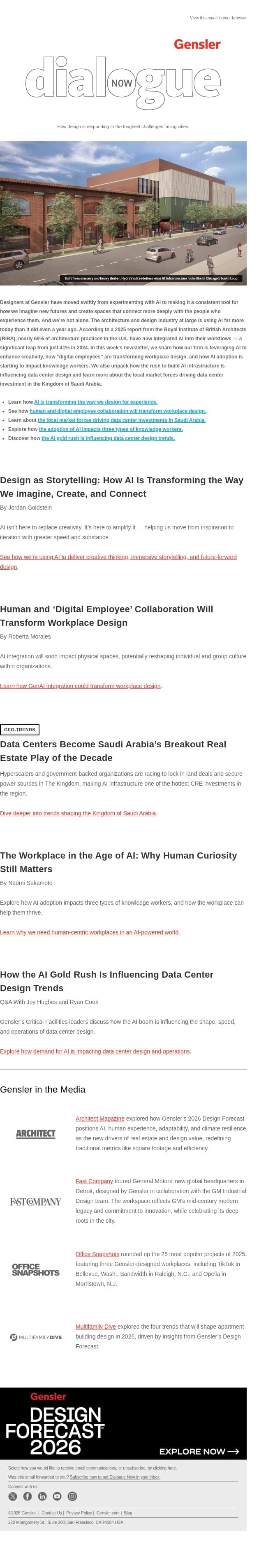 How AI Is Transforming the Way We Imagine, Create, and Connect email from Gensler screenshot