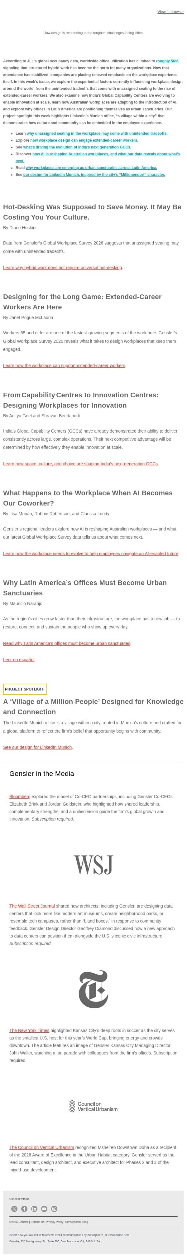 The New Playbook for Workplace Experience email from Gensler screenshot
