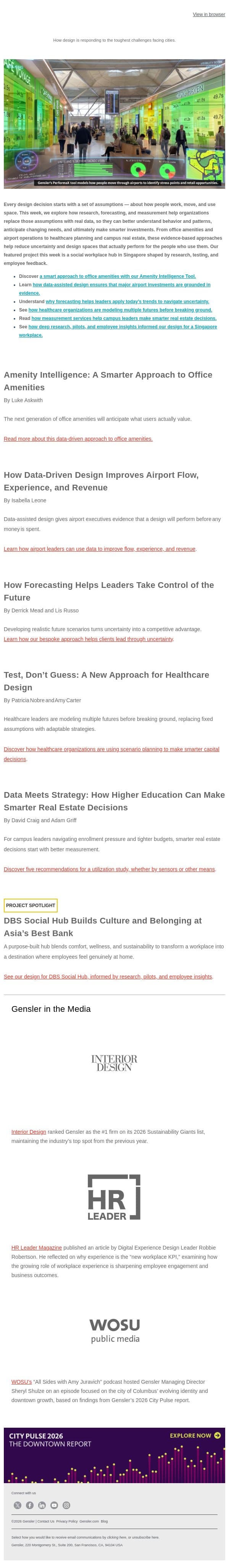 How Data Drives Better Design email from Gensler screenshot