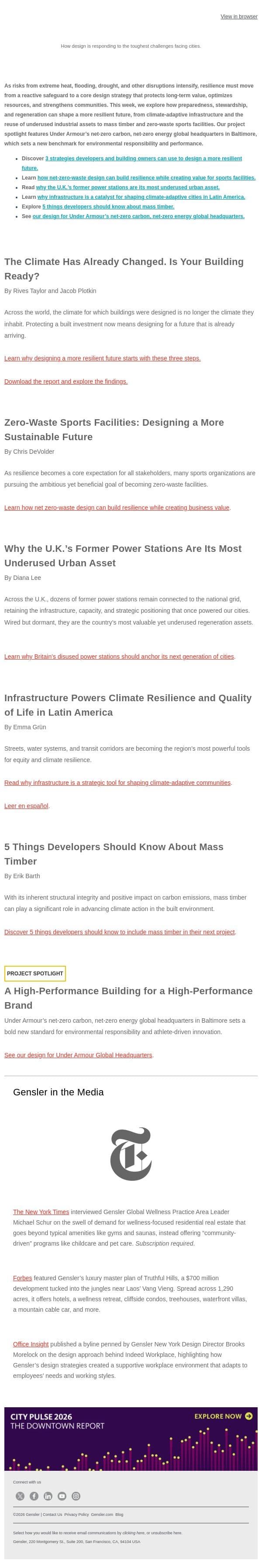 Design Strategies for a More Resilient Future email from Gensler screenshot