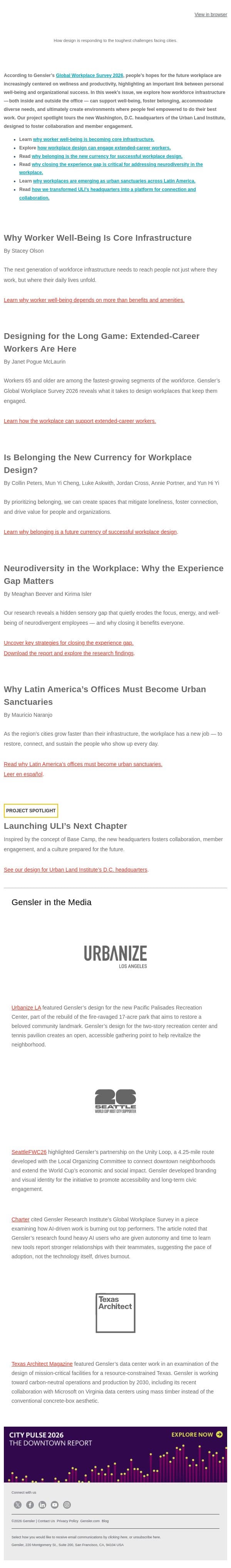 Wellness Is Reshaping the Workplace email from Gensler screenshot